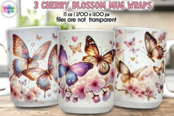 Cherry Blossom Mug Wrap: Elegant Sakura Florals for Spring