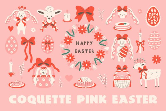 Coquette Pink Easter PNG Clipart: A Whimsical Design Toolkit