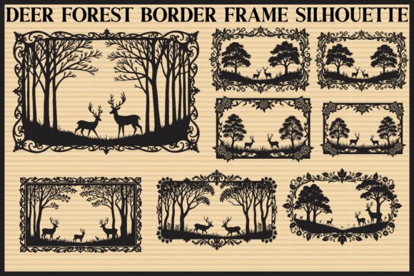Deer Forest Border Frame Set: Your Go-To Woodland Design Asset