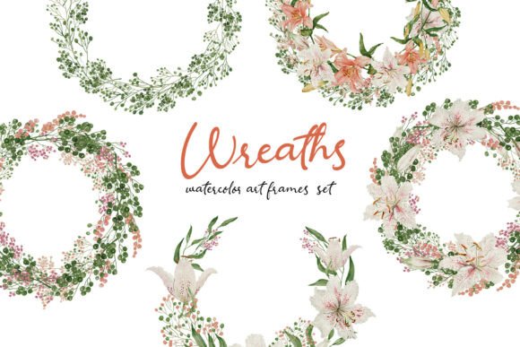 Elevate Your Projects with Hand-drawn Watercolor Flower Wreaths