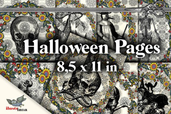 Embrace Gothic Florals with Death & Flowers Halloween Digital Pages