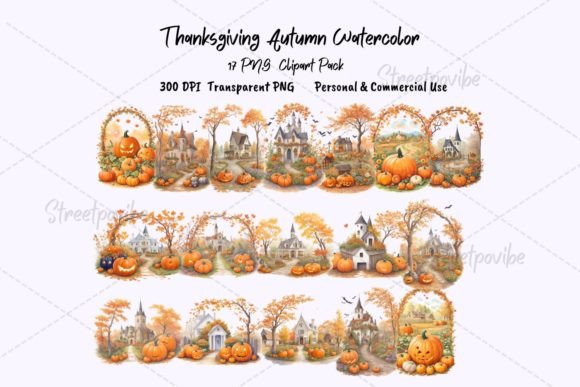 Embracing Autumn Warmth: Thanksgiving Pumpkin Watercolor Clipart