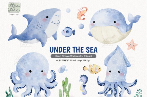 Enchanting Watercolor Undersea Clipart for Creative Projects