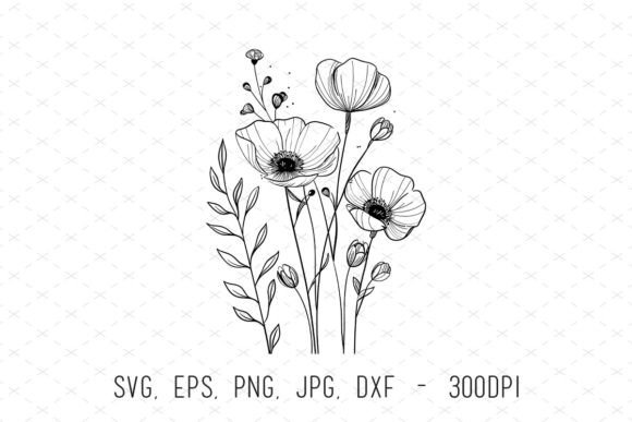 Flowers and Leaves Floral Line Art Svg: Your Go-To Botanical Design Asset