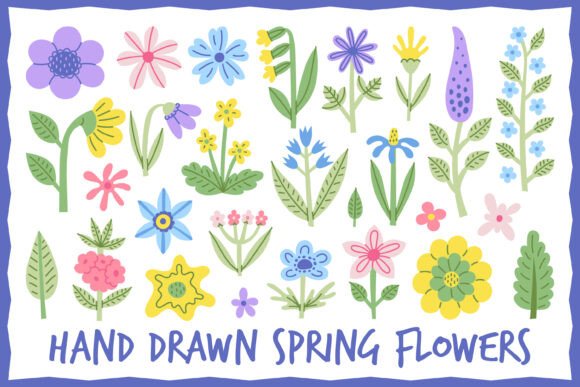 Hand Drawn Spring Flowers PNG Clipart for Seasonal Design