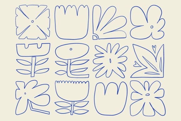 Simple Flower Doodle Floral Bundle Set: A Designer's Go-To for Effortless Charm