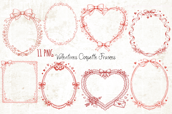 Valentines Coquette Frames PNG: Design Elements for Romantic Projects