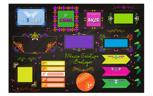 Vibrant Mexican Art: Stickers, Frames, and Graphics for Your Projects