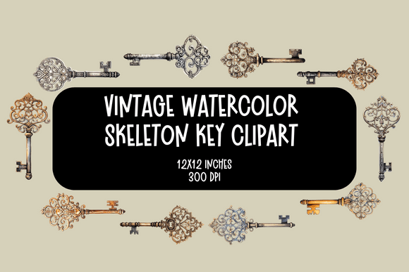 Vintage Watercolor Skeleton Keys Clipart: Unlocking Timeless Design