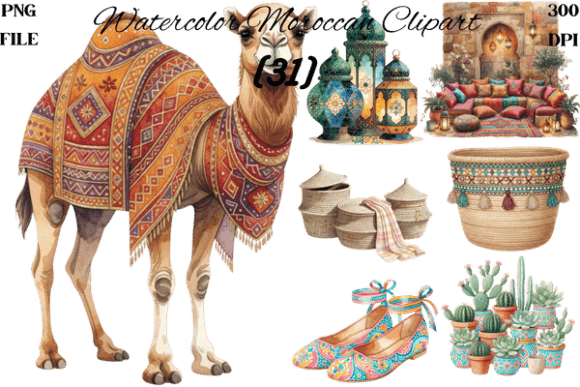 Watercolor Moroccan Clipart Bundle: Design With Exotic Elegance
