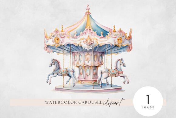 Whimsical Charm: Using Pastel Carousel Horse Watercolor Clipart